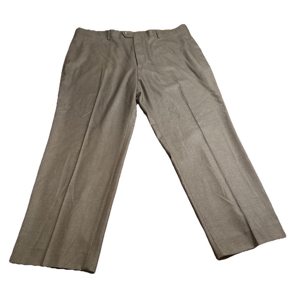 Stafford Men's 44x30 Dress Pants Light Brown Flat Front Polyester‎ Rayon Classic